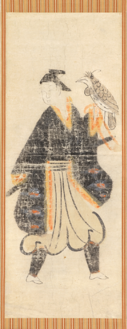 Le Fauconnier, peinture d’Ōtsu acquise au Japon dans les années 1940 par le sculpteur catalan Eudald Serra (1911-2002), circa fin XVIIIe s., collection particulière. © photo C. Marquet.