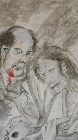 Spectres à la bouche sanglante, couleurs sur soie (c. 1930). Collection particulière.