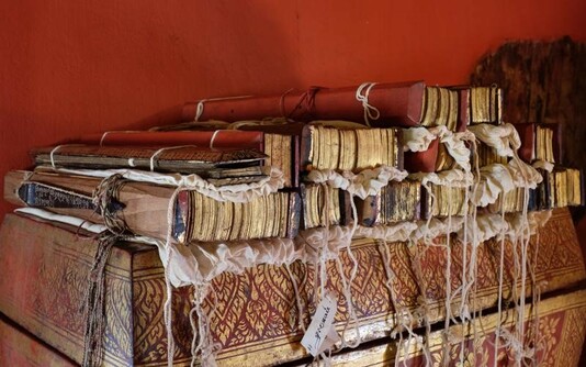 Manuscrits au temple Duang Di, Chiang Mai (nord de la Thaïlande). Photo prise par David Wharton. 